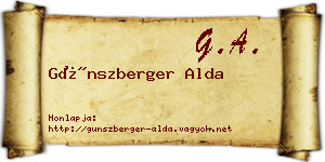 Günszberger Alda névjegykártya